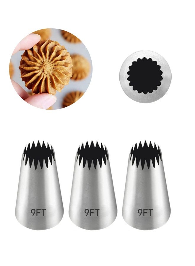 Bmaacye Churro Piping Tip,Piping Tips for Eclair,Open Star Pastry Tip Large for Piping,9FT Icing Tips,3 Pcs - Image 1