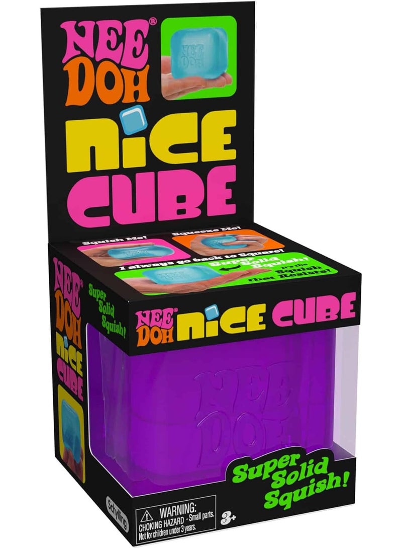 Schylling NeeDoh Nice Cube -Sensory Squeeze Toy with Super Solid Squish - 2.25" Cube (Purple) - Image 2