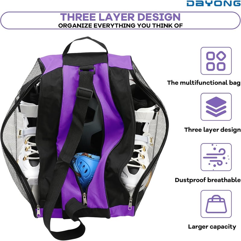 DAYONG Roller Skate Bags, Oxford Cloth Ice Inline Skates Bag with Adjustable Shoulder Strap for Kids and Adult, Large Capacity Skate Bag for Skates Shoes, Helmet Other Skate Accessories. - Image 4