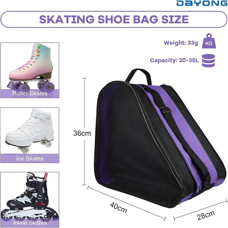 DAYONG Roller Skate Bags, Oxford Cloth Ice Inline Skates Bag with Adjustable Shoulder Strap for Kids and Adult, Large Capacity Skate Bag for Skates Shoes, Helmet Other Skate Accessories. - Image 2