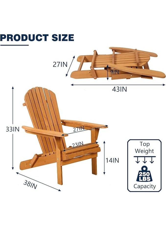 Folding Outdoor Adirondack Chair, Weather-Resistant Patio Lawn Chair, Space-Saving Foldable Garden Chair with Comfortable Wide Seat for Backyard, Balcony and Camping - Image 4