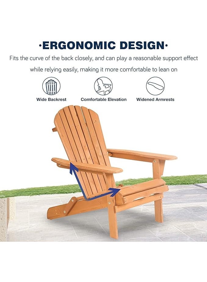 Folding Outdoor Adirondack Chair, Weather-Resistant Patio Lawn Chair, Space-Saving Foldable Garden Chair with Comfortable Wide Seat for Backyard, Balcony and Camping - Image 3