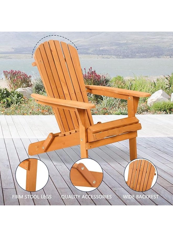 Folding Outdoor Adirondack Chair, Weather-Resistant Patio Lawn Chair, Space-Saving Foldable Garden Chair with Comfortable Wide Seat for Backyard, Balcony and Camping - Image 2