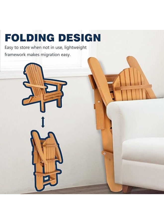 Folding Outdoor Adirondack Chair, Weather-Resistant Patio Lawn Chair, Space-Saving Foldable Garden Chair with Comfortable Wide Seat for Backyard, Balcony and Camping - Image 5