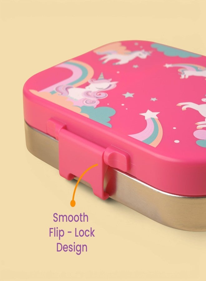 THEONI Bento Joy Leakproof Lunch Box 3-Compartment Stainless Steel Lunch Box for Kids | Leak-Proof Tiffin for School - Image 3