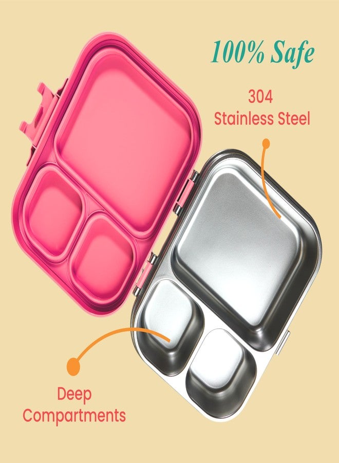 THEONI Bento Joy Leakproof Lunch Box 3-Compartment Stainless Steel Lunch Box for Kids | Leak-Proof Tiffin for School - Image 4