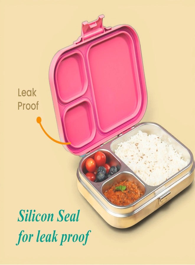 THEONI Bento Joy Leakproof Lunch Box 3-Compartment Stainless Steel Lunch Box for Kids | Leak-Proof Tiffin for School - Image 5