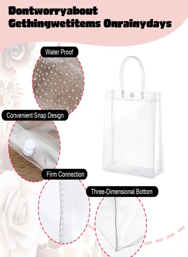 Limbeuuu 60 Pcs Clear Plastic Gift Bags with Handles Small Transparent PVC Reusable Tote Gift Bags for Shopping Wedding Favor(7.9 x 7.9 x 3.2 Inch) - Image 3