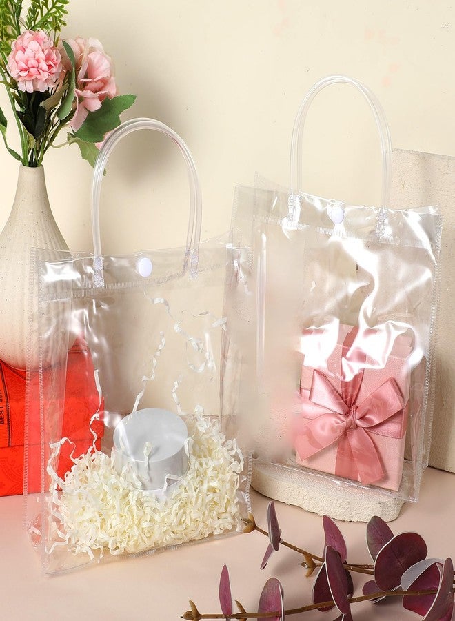 Limbeuuu 60 Pcs Clear Plastic Gift Bags with Handles Small Transparent PVC Reusable Tote Gift Bags for Shopping Wedding Favor(7.9 x 7.9 x 3.2 Inch) - Image 5