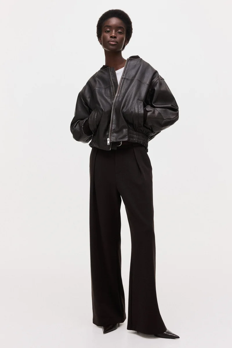 اتش اند ام بنطلون من نسيج بونتي دي روما بحزام