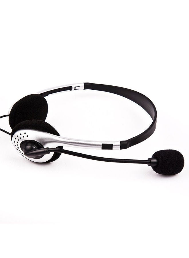 Computer With Mark Headset Computer Headset, Desktop Notebook Mobile Phone Universal (adjustable Length)-Color:071 Silver Computer Headset With Wheat Silver Single Head  - Image 5