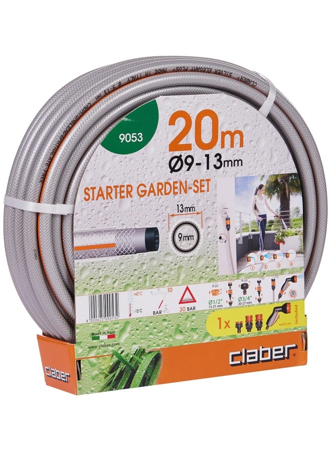 Claber طقم حديقة مبتدئ مع خرطوم فضي بطول 20 مترًا D90530000  - Image 2