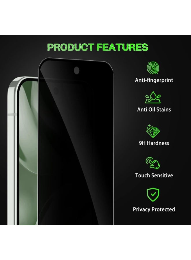 Muzz حماية شاشة زجاجية خصوصية مزدوجة لجهاز جوجل بيكسل 10 برو 2025 9H صلابة مضادة للخدش ومضادة لبصمات الأصابع وصديقة للحالات خالية من الفقاعات ومضادة للتجسس زجاج مقسى لجهاز جوجل بيكسل 10 برو - Image 3