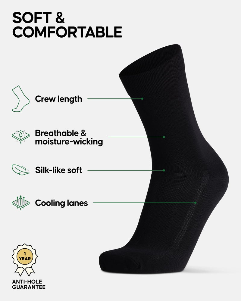 DANISH ENDURANCE Dress Socks, Soft & Breathable for Men & Women, 6-Pack, Black, US Men 13.5-16.0 - Image 2