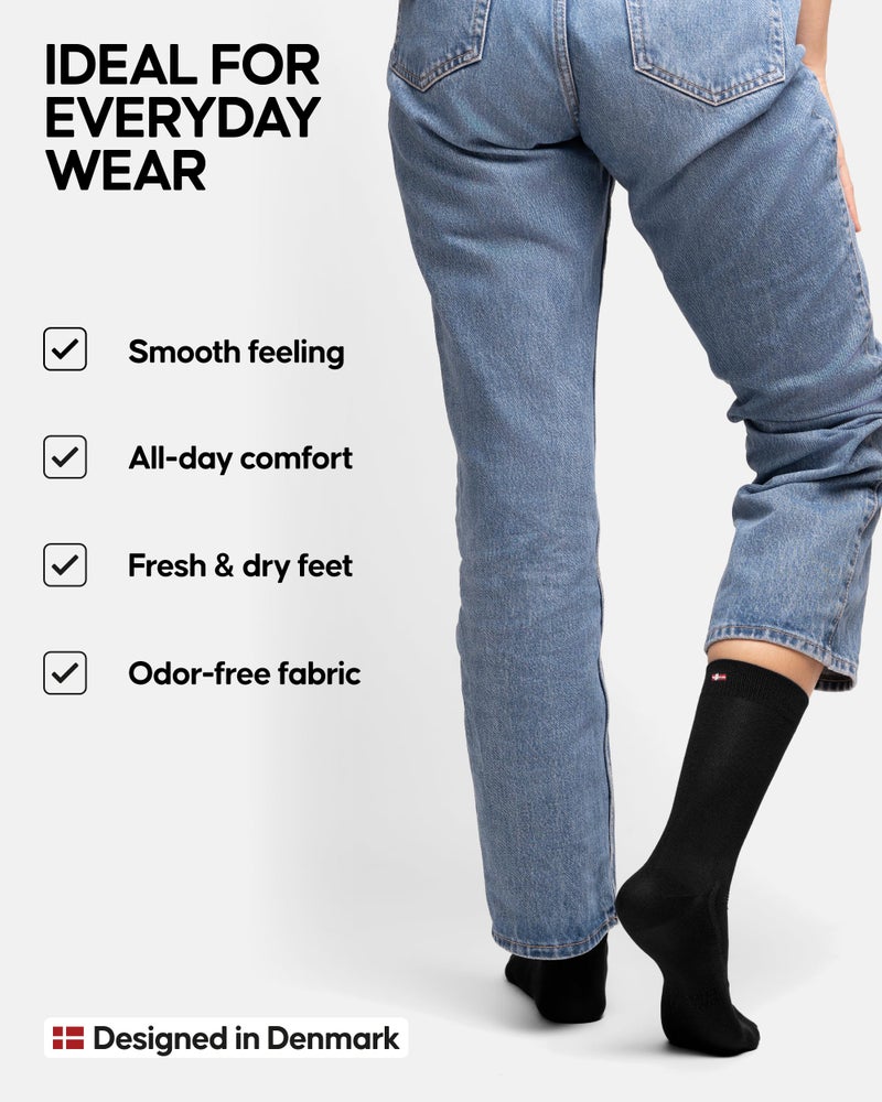 DANISH ENDURANCE Dress Socks, Soft & Breathable for Men & Women, 6-Pack, Black, US Men 13.5-16.0 - Image 3
