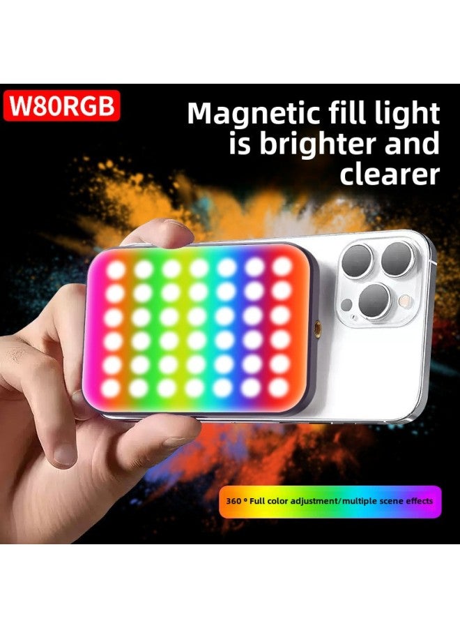 Magnetic Absorption Fill Light LED Mobile Phone Photo Video Fill Light RBG Live Atmosphere Camera Pocket Light-Light Source Color:M160rgb Full Color  - Image 2