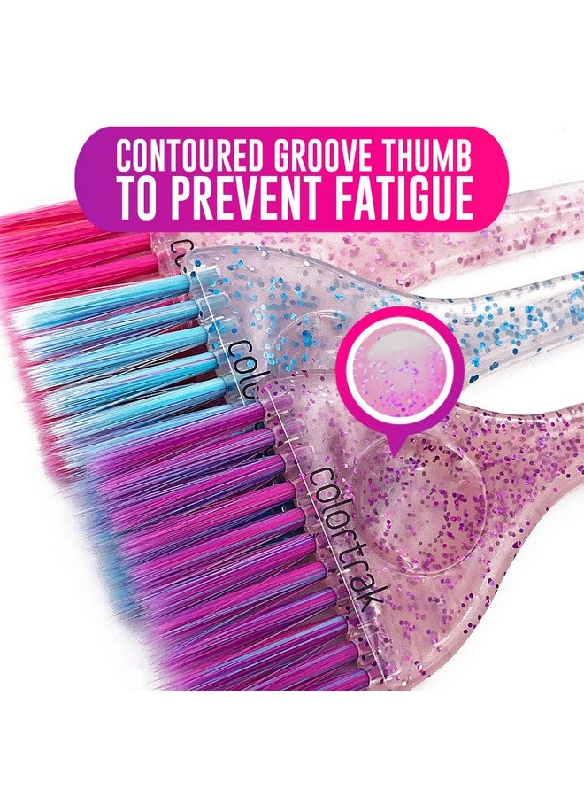 Colortrak 3 Pack Hair Color Brush Set with Glitter Handles for Highlighting, Tint and Coloring Hair Sections - Soft Feathered Bristles Hair Color Application 3.5 x 11 inch - Image 4
