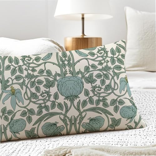 PIUD Vintage Green Floral 20x54 Body Pillow Cover, Cottagecore Room Decor, Retro Green Flowers Botanical Art Nouveau Decorative Long Body Pillow Cases for Bed Couch - Image 5