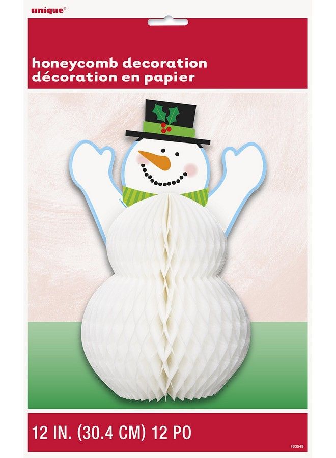Unique Snowman Honeycomb Centerpiece 12" White 1 Pc - Image 3
