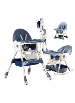 spa luxetique 6-in-1 Baby High Chair for Babies and Toddlers, 4 Gear Adjustable Backrest & Height Foldable Infant Baby Feeding Rocking Chair for Eating with Detachable Double Tray and convertible Leg Support Plate  - Image 1