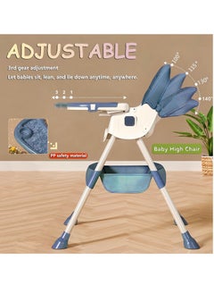 spa luxetique 6-in-1 Baby High Chair for Babies and Toddlers, 4 Gear Adjustable Backrest & Height Foldable Infant Baby Feeding Rocking Chair for Eating with Detachable Double Tray and convertible Leg Support Plate  - Image 2
