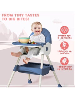 spa luxetique 6-in-1 Baby High Chair for Babies and Toddlers, 4 Gear Adjustable Backrest & Height Foldable Infant Baby Feeding Rocking Chair for Eating with Detachable Double Tray and convertible Leg Support Plate  - Image 3