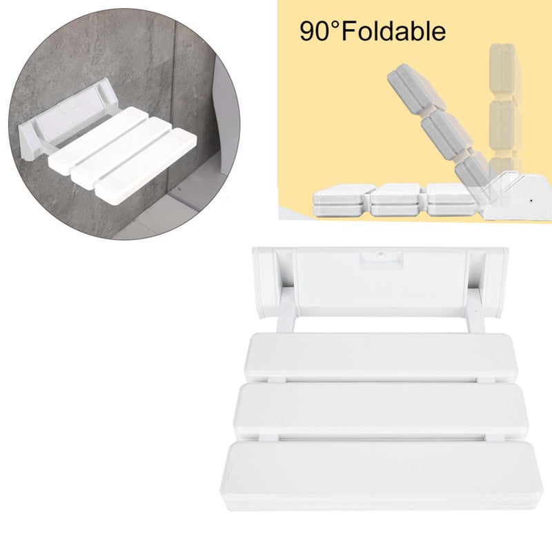 Wall Mounted Drop Leaf Shower Seat Foldable Bathroom Bench for Home Sauna Room Use White - Image 1
