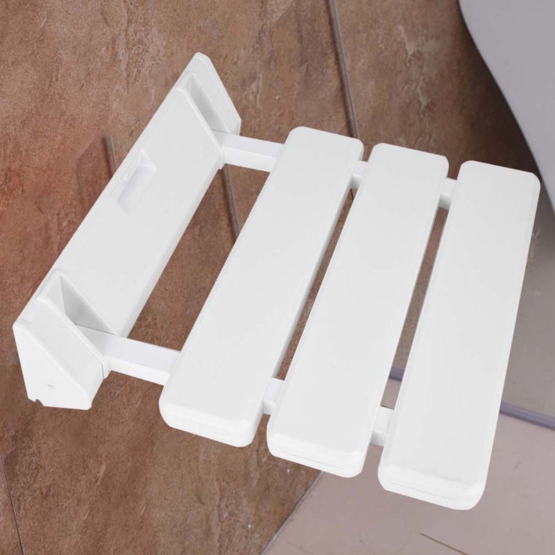 Wall Mounted Drop Leaf Shower Seat Foldable Bathroom Bench for Home Sauna Room Use White - Image 4