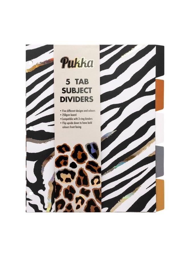 Pukka Pad Wild 5 Part Dividers 1 Pack Of 5 Tab Set 3Ring Binder Compatible 9 X 11 Inches  - Image 1