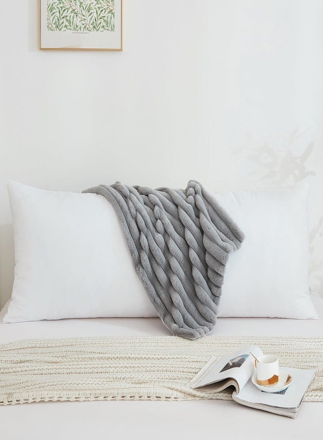 Memfydu Full Body Pillow with Fluffy Stripe Faux Fur Removable Cover, Long Bed Pillow Adult 20x54 Inches for Side Sleeper and Pregnancy, Sage. - Image 2