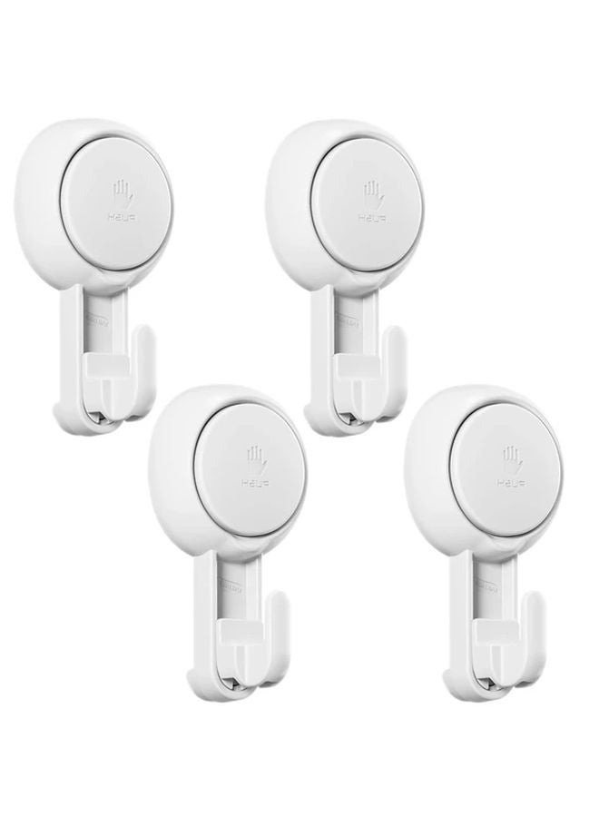 4pcs White Suction Cup Towel Hooks No Damage Wall Mounted Strong Vacuum Shower Rack - Image 3