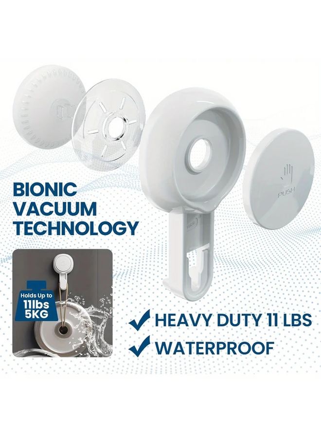 4pcs White Suction Cup Towel Hooks No Damage Wall Mounted Strong Vacuum Shower Rack - Image 5