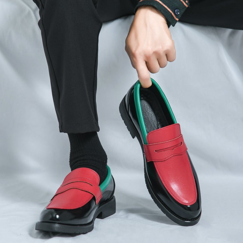 Large Size Color Matching Leather Shoes For Men 2025 Spring And Autum Men'S Slip-On Loafers British Business Casual Men'S Shoes - Image 4