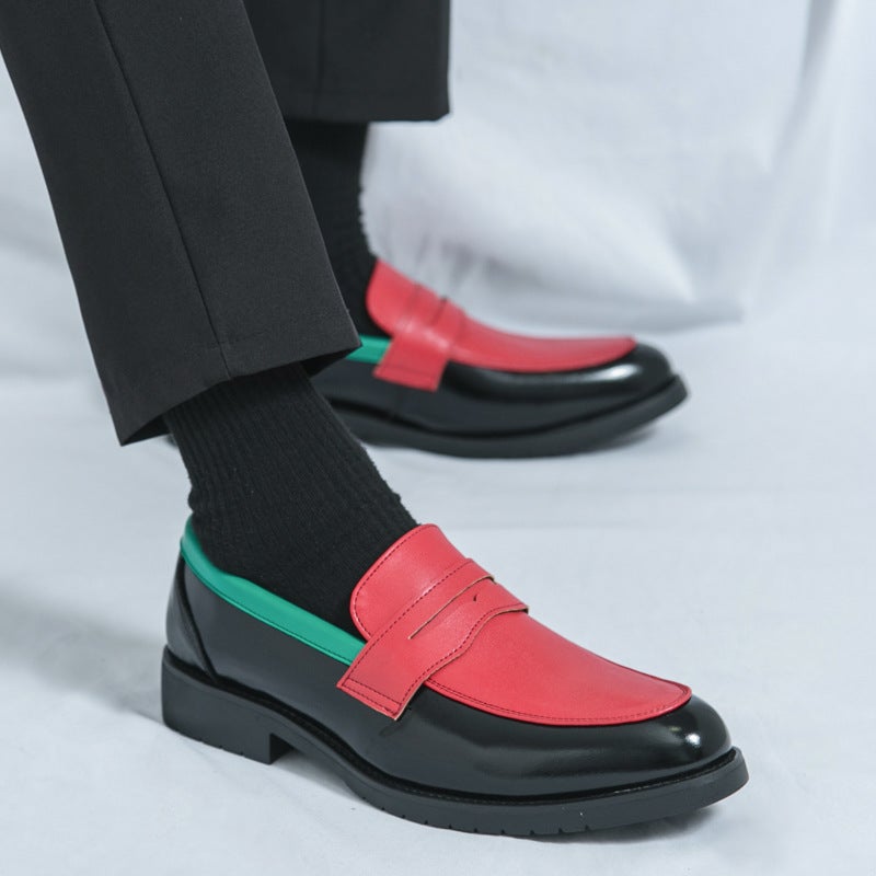 Large Size Color Matching Leather Shoes For Men 2025 Spring And Autum Men'S Slip-On Loafers British Business Casual Men'S Shoes - Image 2