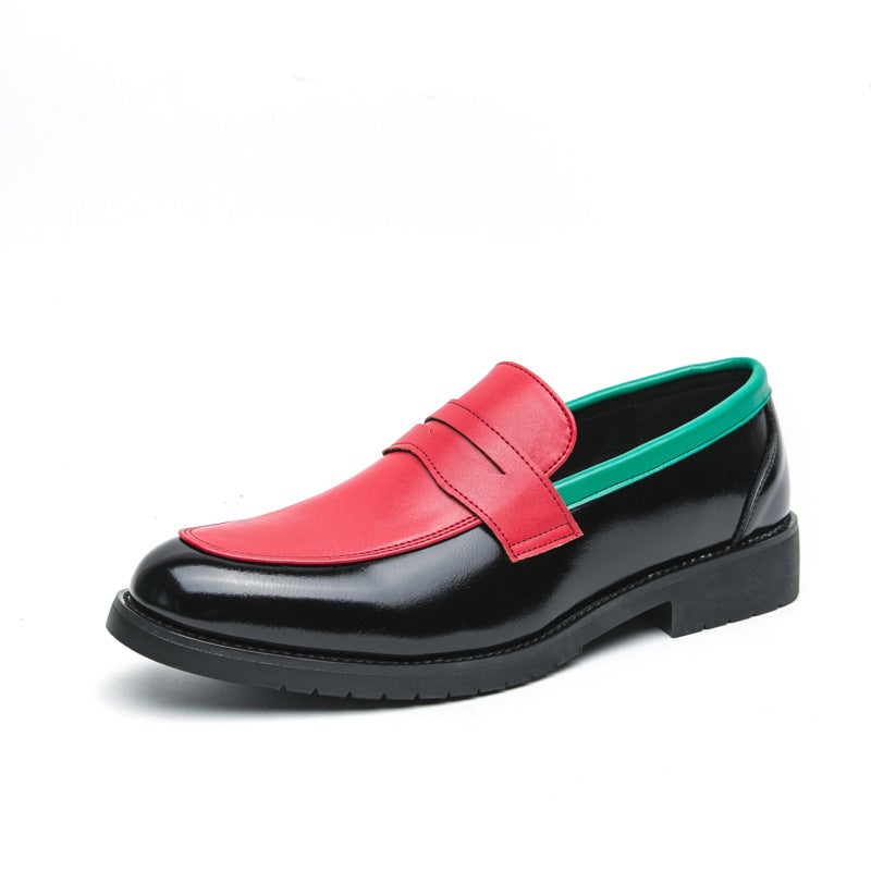 Large Size Color Matching Leather Shoes For Men 2025 Spring And Autum Men'S Slip-On Loafers British Business Casual Men'S Shoes - Image 1