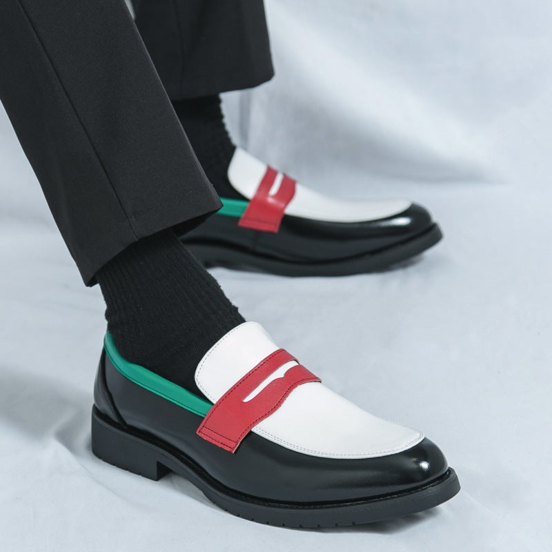 Large Size Color Matching Leather Shoes For Men 2025 Spring And Autum Men'S Slip-On Loafers British Business Casual Men'S Shoes - Image 5