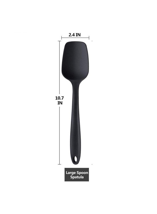 P-Plus International Silicone Non-Stick Heat Resistant Kitchen Utensil| Spatula Spoon Big 27cm |Pack of 2 Black - Image 2