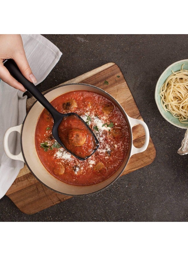 P-Plus International Silicone Non-Stick Heat Resistant Kitchen Utensil| Spatula Spoon Big 27cm |Pack of 2 Black - Image 4