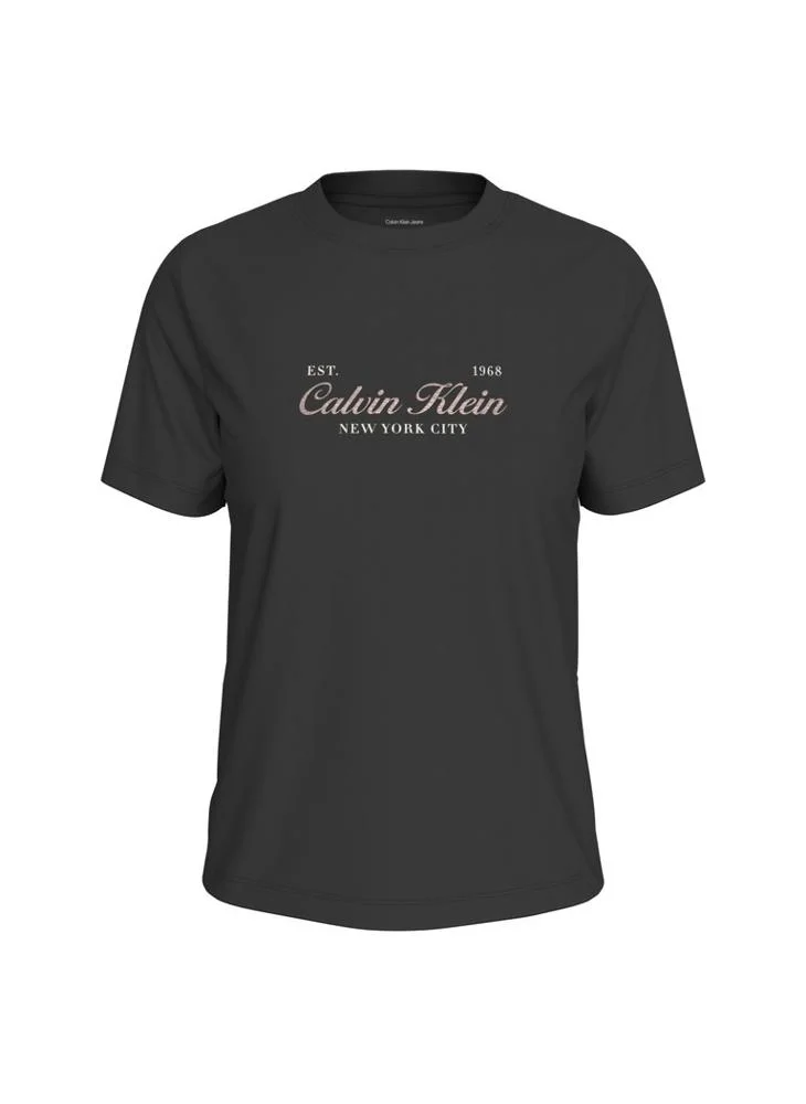 Calvin Klein Jeans  Two-Tone Logo Crew Neck T-Shirt for Women | Best Price UAE