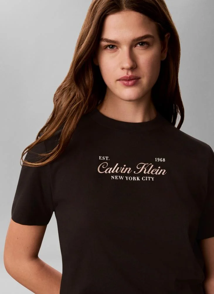 Calvin Klein Jeans  Two-Tone Logo Crew Neck T-Shirt for Women | Best Price UAE