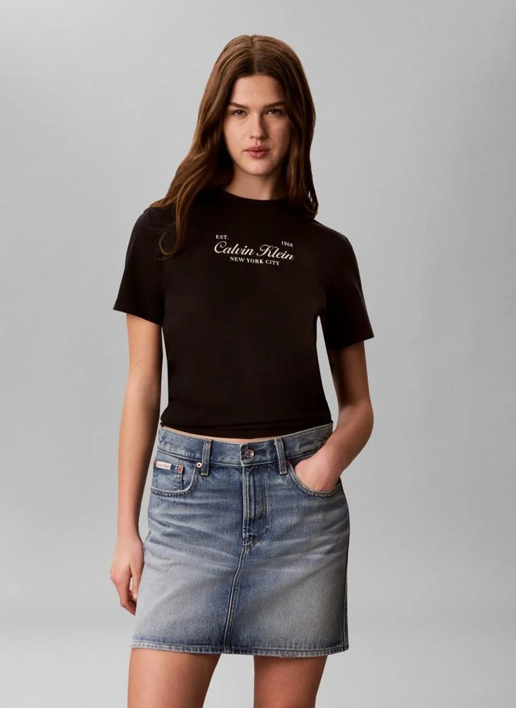Calvin Klein Jeans Two-Tone Logo Crew Neck T-Shirt