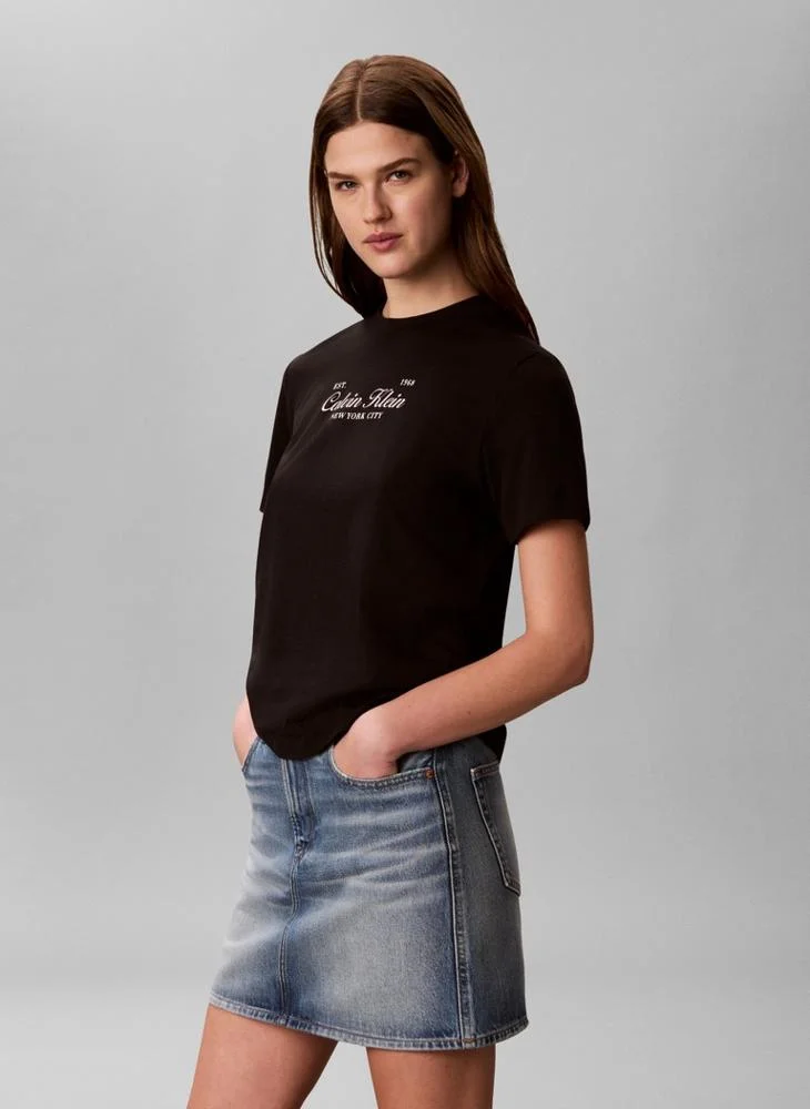 Calvin Klein Jeans  Two-Tone Logo Crew Neck T-Shirt for Women | Best Price UAE