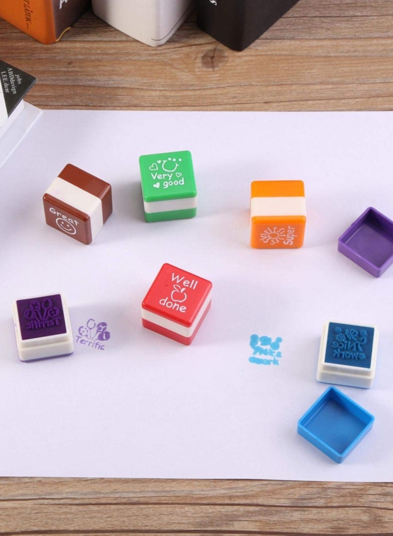 KASTWAVE Self-Inking Stamps, DIY Cartoon Reward Stamps Praise Stickers Teacher Motivational Comments Stamp Set (6 Pieces) - Image 4