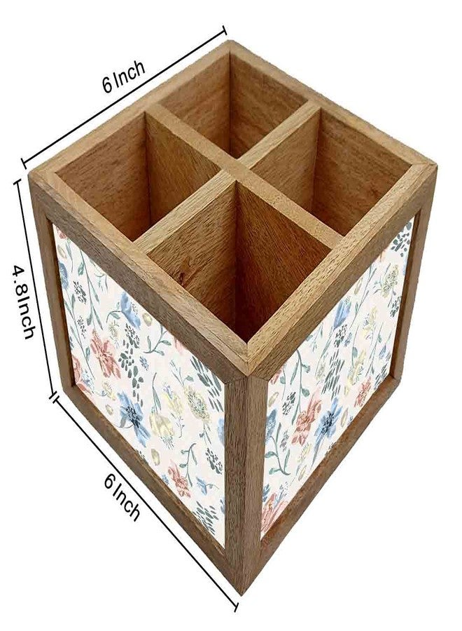 Nutcase Wooden Cutlery Stand Holder Silverware Caddy Spoons Forks Knives Organizer for Dining Table & Kitchen -Made in India-Spoons NOT Included - Cute Baby Flowers - Image 4