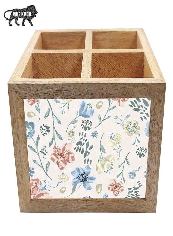 Nutcase Wooden Cutlery Stand Holder Silverware Caddy Spoons Forks Knives Organizer for Dining Table & Kitchen -Made in India-Spoons NOT Included - Cute Baby Flowers - Image 5