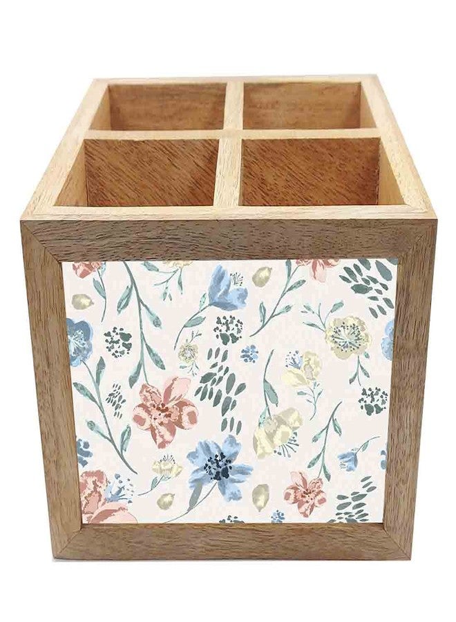 Nutcase Wooden Cutlery Stand Holder Silverware Caddy Spoons Forks Knives Organizer for Dining Table & Kitchen -Made in India-Spoons NOT Included - Cute Baby Flowers - Image 3