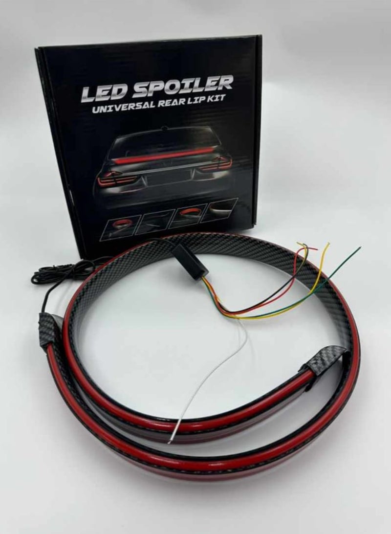 Generic 1pc LED Spoiler. Light Universal Carbon Fiber Car Rear Spoiler Flow Trunk Lamp The Third Brake Light Stop Turn Signal Lights 12V 120cm 130cm - Image 1