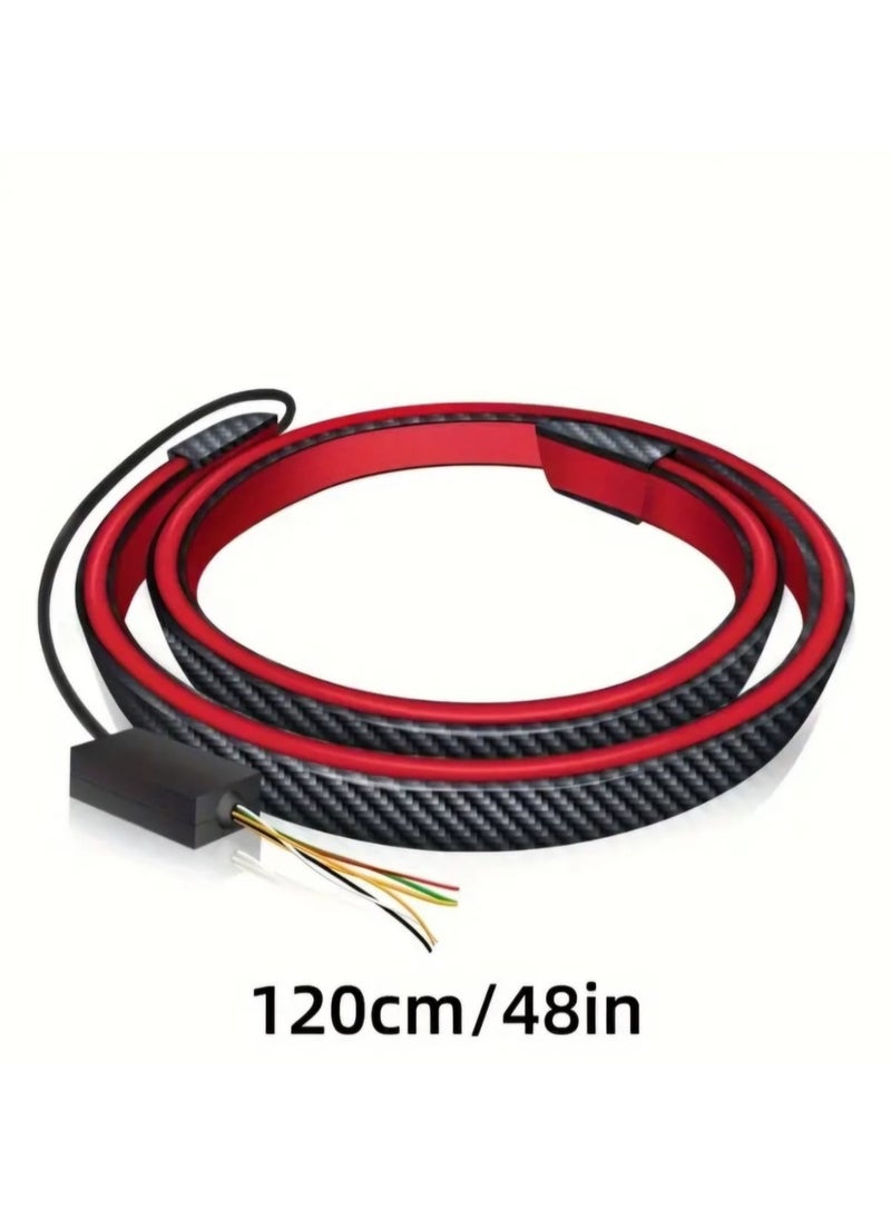 Generic 1pc LED Spoiler. Light Universal Carbon Fiber Car Rear Spoiler Flow Trunk Lamp The Third Brake Light Stop Turn Signal Lights 12V 120cm 130cm - Image 2