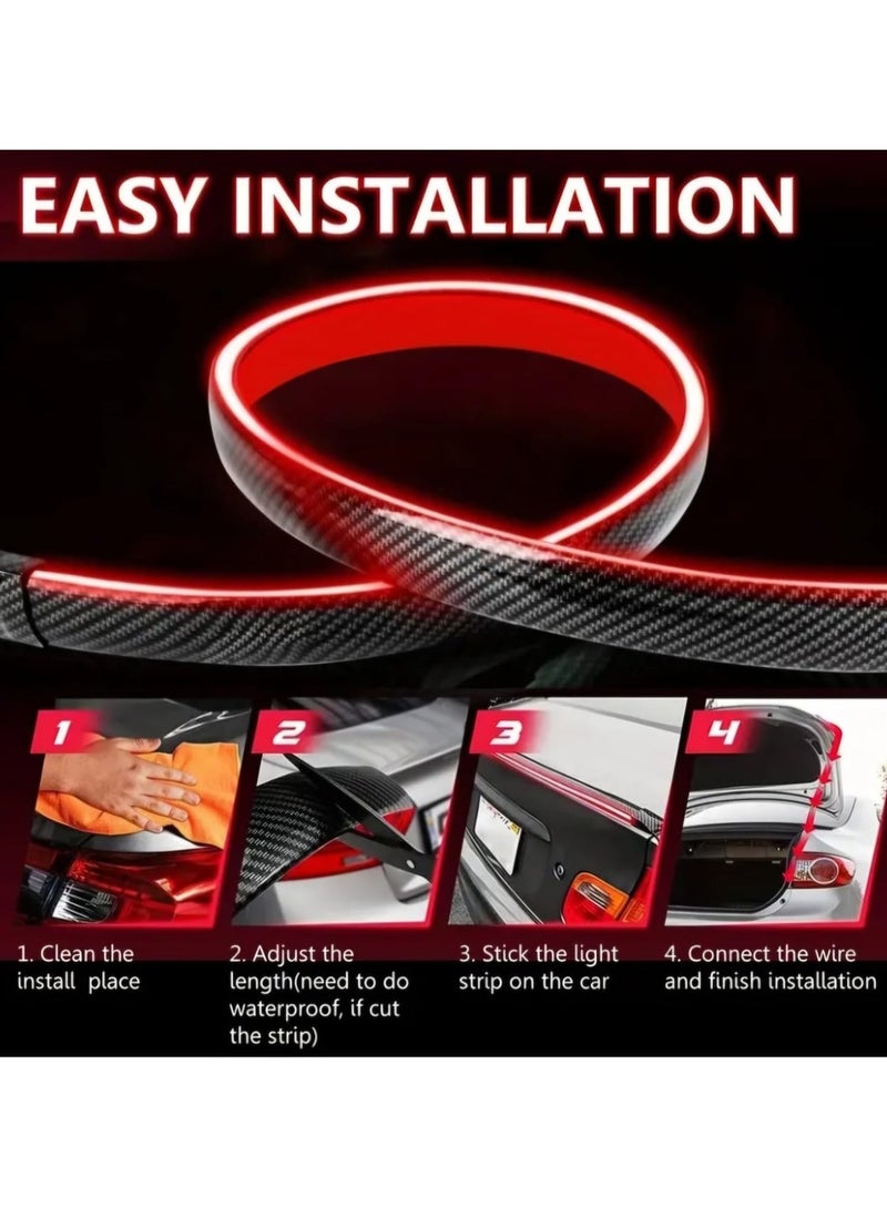 Generic 1pc LED Spoiler. Light Universal Carbon Fiber Car Rear Spoiler Flow Trunk Lamp The Third Brake Light Stop Turn Signal Lights 12V 120cm 130cm - Image 4