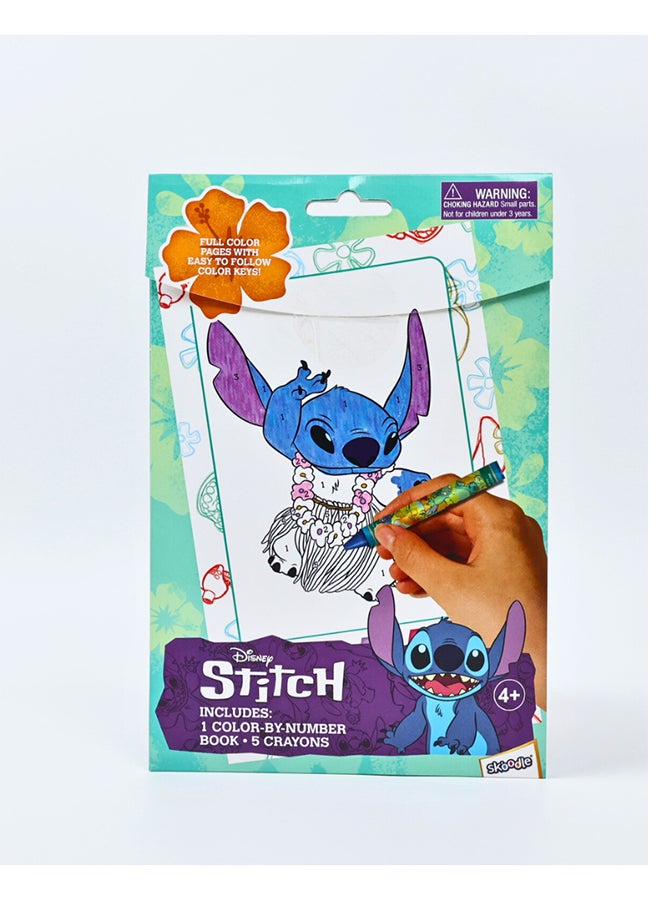 Disney Stitch Color by Number | 1 Book & 5 Crayons | Easy to Follow Color Key | Age 3+ - Image 4